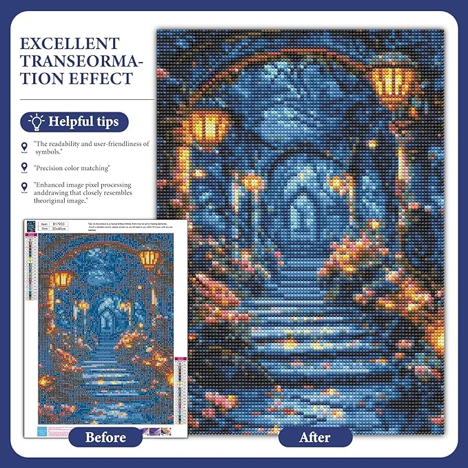 Flower Landscape Diamond Art Kits for Adults, Night View Diamond Painting Kit for Adults Beginners, 5D DIY Diamond Painting with Round Gem Art Kits for Home Wall Decor 12x16 Inch