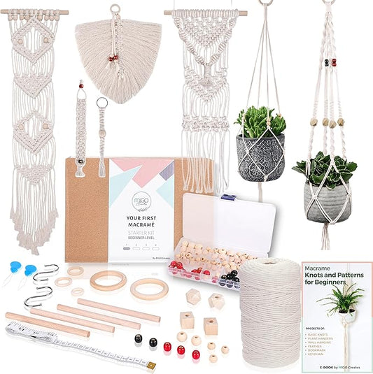 migo creates macrame kits for adults beginners with 126 macrame supplies and 7 projects e-book: diy macrame kit with 165 yards macrame cord and craft supplies & materials to start macrame!
