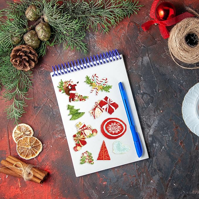 Christmas Pattern Scrapbook Paper, 6 Inch Card Production Supplies, 24 Sheets Single Sided Acid-Free Cardstock Greeting Card, Handmade Gift Journaling Craft Kits (J-style)