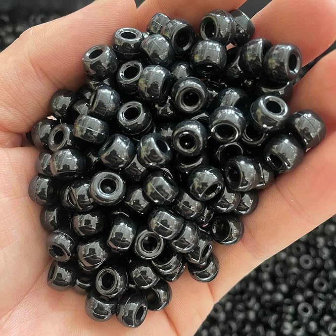 Pony Beads Bulk 900 Pcs for Necklace, Jewelry Making, Earring, Hair Braiding, Bracelets Making Kits, Crafts - Plastic Beads for Girls