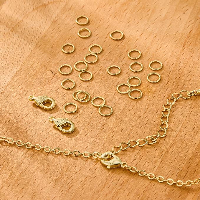 23Pcs 14K Goldplated Lobster Claw Clasps 10mm with Open Jump Rings Jewelry Making Set, 925 Sterling Silver Jewelry Finding Supplies Small Gold Lobster Clasps for Necklaces Bracelet Chains Connector