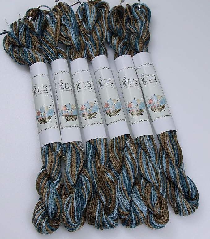 KCS Big skeins of 25 Meters Size 25 Color Variegated Cross Stitch Stranded Threads,6 skeins,4515