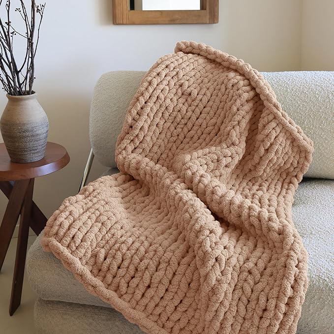 Jumbo Chenille Chunky Yarn for Crocheting - Super Bulky Fluffy Chunky Yarn for Hand Knitting - Extra Thick Soft Blanket Big Yarn 2 Jumbo Pack (27yds,8 oz Each Skein)