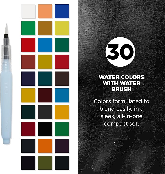 SAKURA Koi Field 30 Assorted Watercolors with Water Brush Sketch Set XNCW-30N
