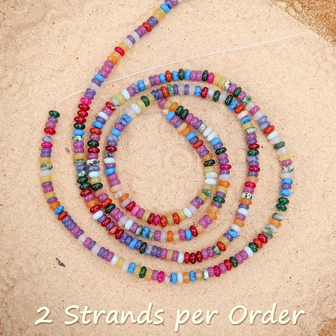 2 Strands (300PCs) Mix Color Rondelle Beads, 2 * 4mm Gemstone Loose Spacer Abacus Disk Beads for DIY Bracelet Necklace Earrings Jewelry Making, Craft Supplies Beading Kit (Type 4)