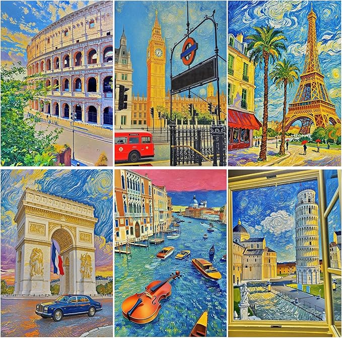 DOTZSO Diamond Art Kits for Adults, 5D Architecture Diamond Painting Kits for Adults,DIY Full Drill Diamond Art Painting Kits Gem Art and Crafts 11.8x15.7 (Inches)