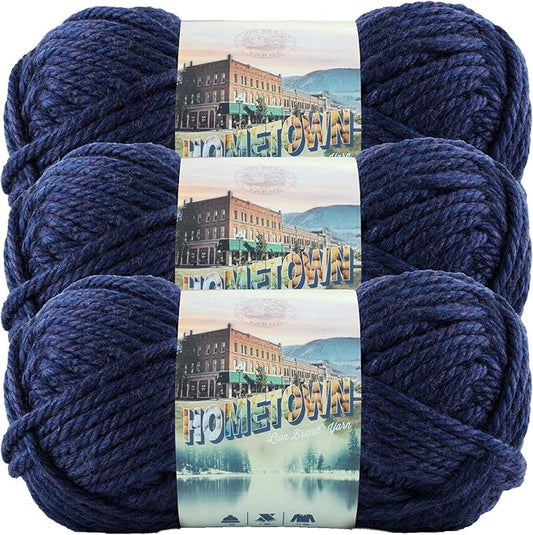 Lion Brand Yarn Hometown Yarn, Super-Bulky Yarn for Knitting, Crocheting, and Crafting, 3 Pack, San Diego Navy