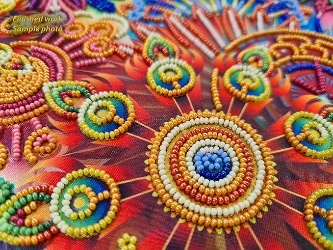 AllAboutEmbroideryUA Rainbow Fractal Bead Embroidery Kits Abstract Beaded Cross Stitch Kits Beading Pattern Needlework Partial Embroidery Handcraft Tapestry kit
