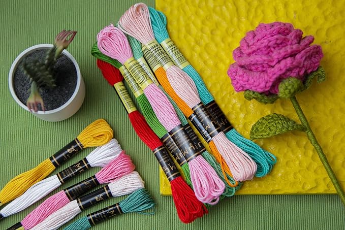 Pack of 50 Popular Colours Premium Embroidery Thread | 100% Egyptian Cotton Premium Skeins | Cross Stitch Embroidery Floss | Oeko TEX Certified| (12, Blush Garden)