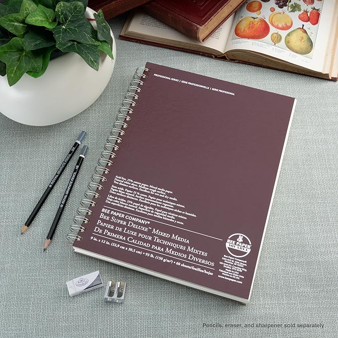 Bee Paper - 9"x 12" Super Deluxe Mixed Media Sketching Pad, 60 Sheets
