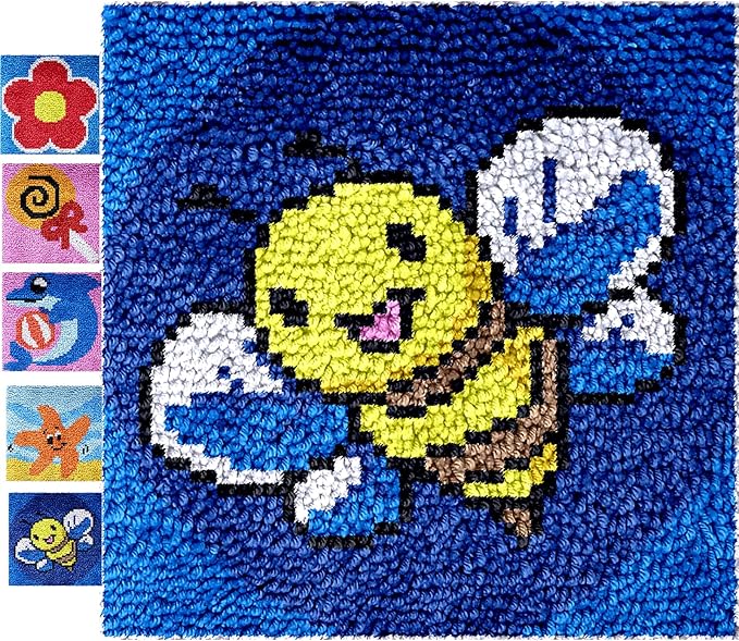 Puzamen Latch Hook Kits for Adults Beginners, 12x12inch Small Latch Hook Rug Kit with Precur Yarns Crochet Tools and Coded Canvas