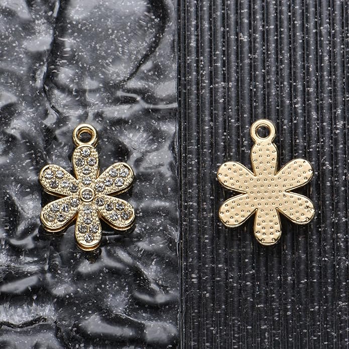 Pack of 20 Rhinestone Charms Gold Plated Pendants Pave Crystal Accessories for Necklace Bracelet Jewelry Making DIY Crafting