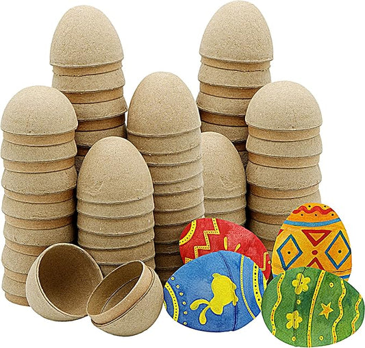 4E's Novelty Paper Mache DIY Easter Eggs to Paint 24 Pack - Paintable & Fillable Blank Easter Eggs Crafts for Kids & Adults, for Classroom Art Activities & DIY Projects