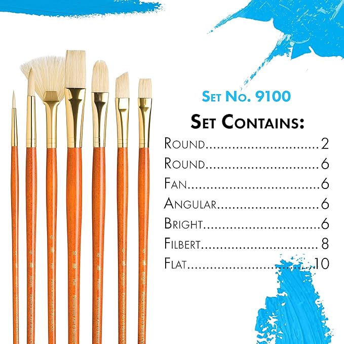 Princeton RealValue Brush Set, Natural, Orange Handle, 7 Piece, 1 Count