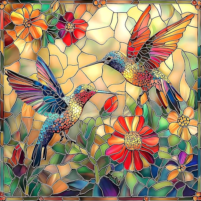 EIBEILI Adult Diamond Painting Set - Glass Hummingbird Diamond Painting Set, 5D Diamond Painting, DIY Full Diamond Painting Gemstone Craft 11.8x11.8 inches