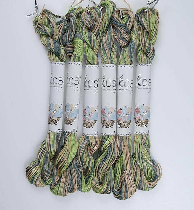 KCS Big skeins of 25 Meters Size 25 Color Variegated Cross Stitch Stranded Threads,6 skeins,4065