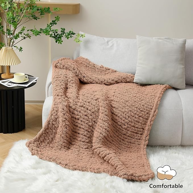 Chunky Yarn for Hand Knitting - #10 Chunky Chenille Yarn, Jumbo Big Thick Chunky Yarns for Crocheting, Super Bulky Chunky Knit Blanket Yarns, 8 Skein (25 yds 8 oz Each Skein), Light Coffee