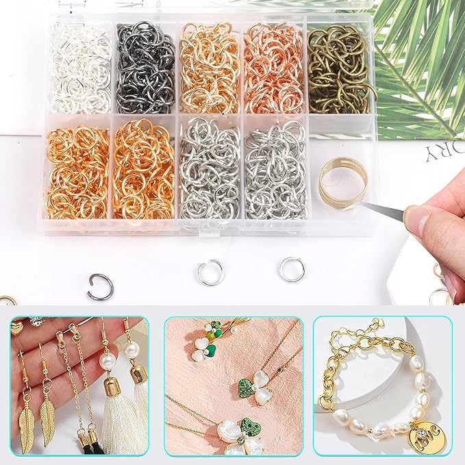 10 mm Jump Rings for Jewelry Making 7 Colors 1000 Pcs Stainless Steel Jump Rings with Open/Close Tools for Necklace Bracelet Repair Keychains Jewelry Making Supplies(10mm/0.39")