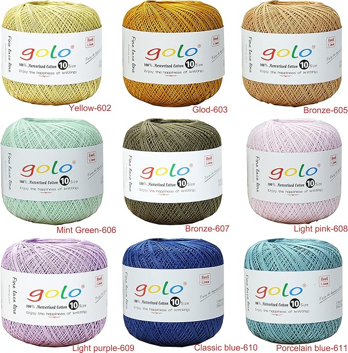 golo Crochet Thread Balls Size 10 Crochet Yarn for Knitting Light Pink 608