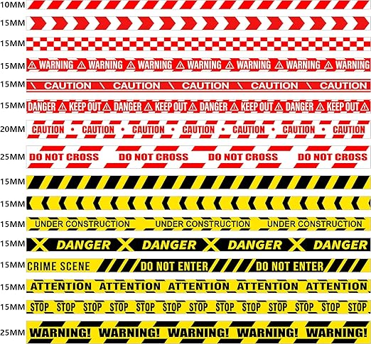 YUBX Caution Line Washi Tape Set 16 Rolls Yellow Red Boundary Masking Transportation Toy Decorative Tapes for Arts, DIY Crafts, Journals, Planners, Scrapbook, Wrapping