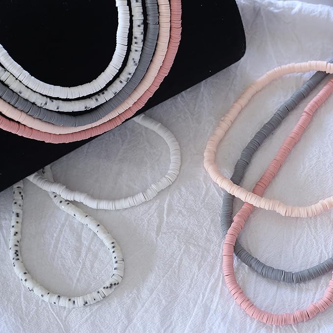 10 Strands Clay Beads for Bracelets Making 3600Pcs Polymer Clay Beads Disc Flat Heishi Beads Round Colorful Handmade Spacer Beads for Jewelry Making DIY Friendship Bracelet Necklace Earrings