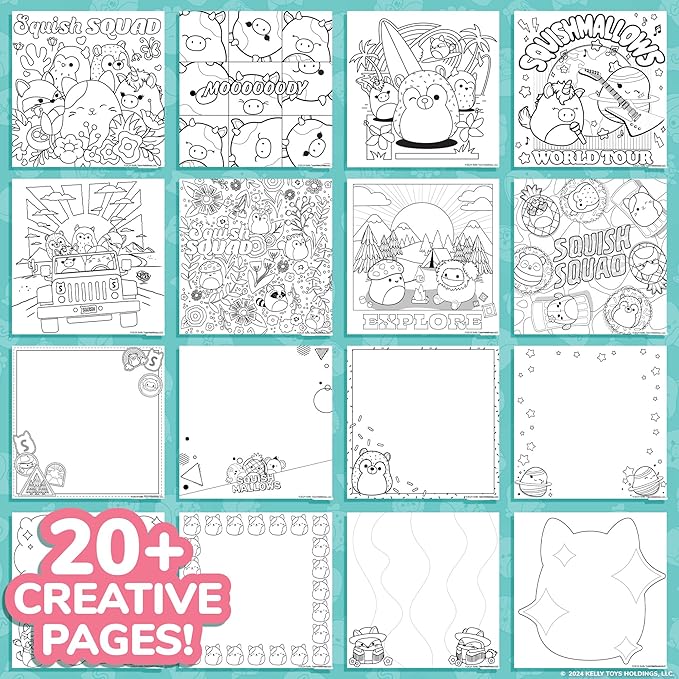 Original Squishmallows Sketchbook, Over 20 Stationery Supplies, Features Squishmallows Scrapbook Stickers, Cam The Cat Fidget Toy, Drawing Paper, Great Kids Craft, Coloring Books for Kids Ages 4-8