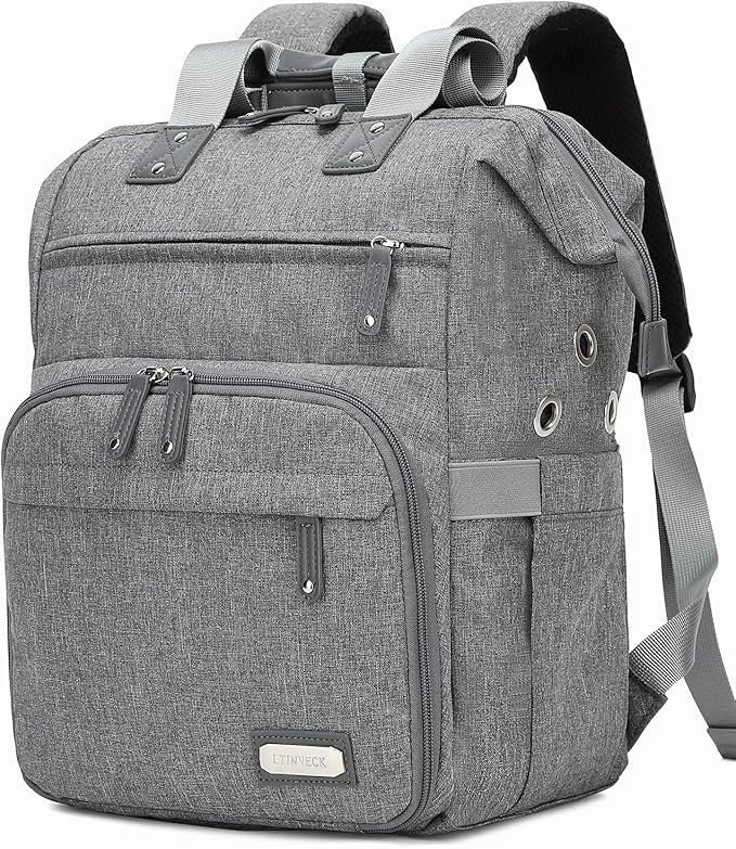 LTINVECK Crochet Backpack,Knitting Bag Backpack Yarn Storage Organizer Travel Crochet Bag,Large Yarn Tote Bag Yarn Holder Case for Knitting Needles,Crochet Hooks,Crochet Accessories,Grey