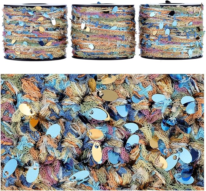 Artisanal Yarn Collection Multifiber Fancy Yarn for Knitting Crocheting Crafts DIY, Set of 3 Rolls (Garden Dream Weave)