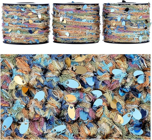 Artisanal Yarn Collection Multifiber Fancy Yarn for Knitting Crocheting Crafts DIY, Set of 3 Rolls (Garden Dream Weave)