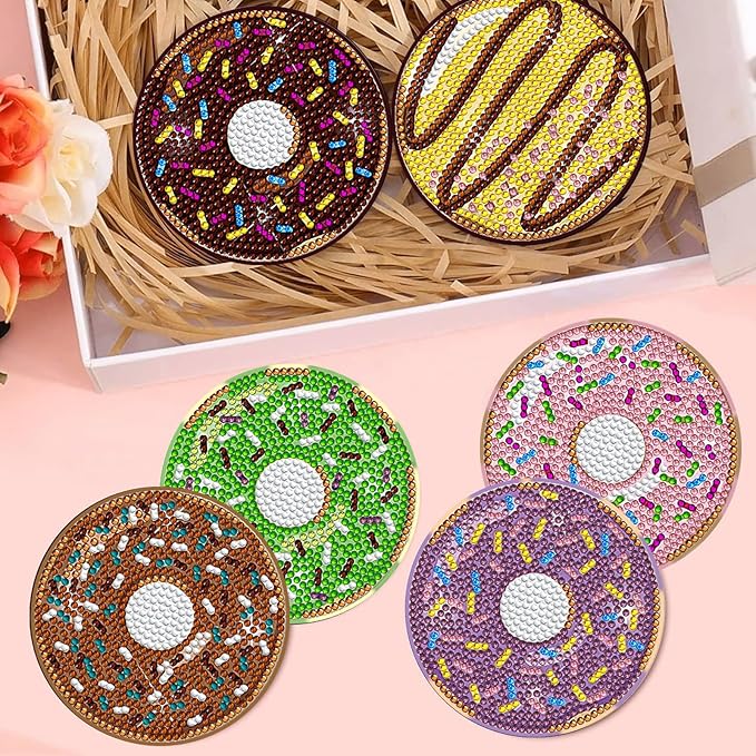 EWJRNSF 8 PCS Diamond Art Coasters Kit, Small Diamond Painting Coasters, Fall Diamond Art Kits for Adults Beginners, Arts and Crafts Supplies Item Sets with Holder