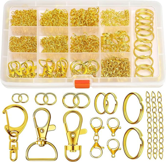 Bsenhe 1018PCS Keychain Making Kit, Key Chain Making Kit Including Lobster Claw D-Type Keychain Clip, Extender Chain, Lobster Clasps, Key Rings and Jump Rings for Jewelry Bracelet Making Supplies