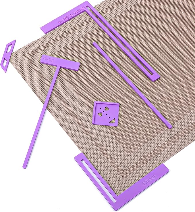 6PCS Book Binding Tool, Easy Scrapbooking Tools Kit for Starter, L Ruler + T Ruler + I Ruler + Corner Miter + Eyelet Guiding for Journal, Notebook, DIY Projects, Scrapbooking Bookbinding (Purple)