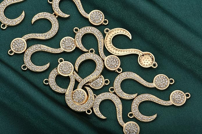 Pack of 20 Rhinestone Charms Gold Plated Pendants Pave Crystal Accessories for Necklace Bracelet Jewelry Making DIY Crafting