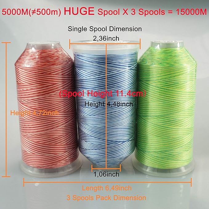 New brothreads - 40 Options- Various Assorted Color Packs of Polyester Embroidery Machine Thread Huge Spool 5000M for All Embroidery Machines -Variegated Colors 2