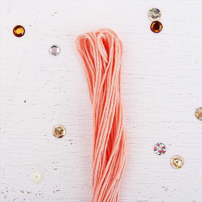 12 Skeins ThreadArt Premium Egyptian Long Fiber Cotton Embroidery Floss | Light Apricot | 6 Strand Divisible Thread 8.75yds Each for Hand Embroidery, Friendship Bracelets, Cross Stitch and Crafts