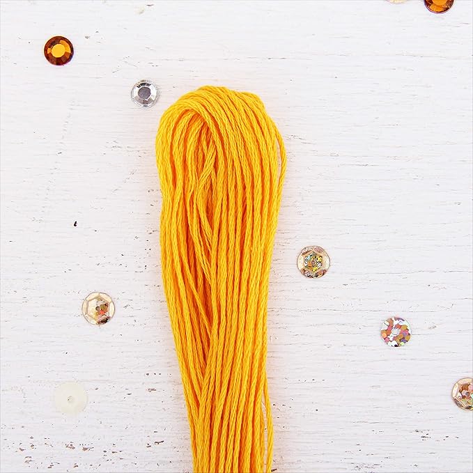12 Skeins ThreadArt Premium Egyptian Long Fiber Cotton Embroidery Floss | Gold | 6 Strand Divisible Thread 8.75yds Each for Hand Embroidery, Friendship Bracelets, Cross Stitch and Crafts