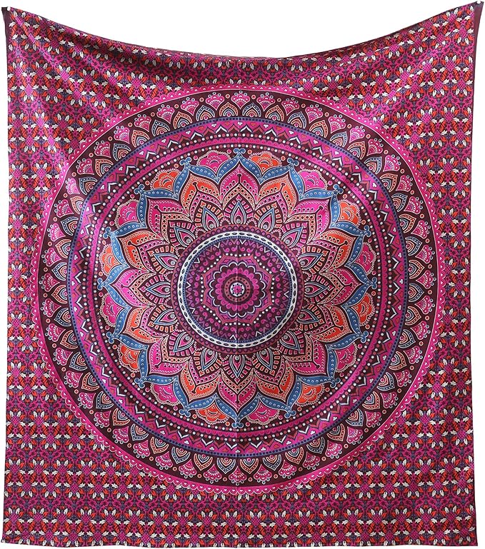 popular handicrafts mandala hippie psychedelic ombre tapestry wall hanging - indian maditation gypsy bohemian hippy dorm room decor purple wine 60x54 inch