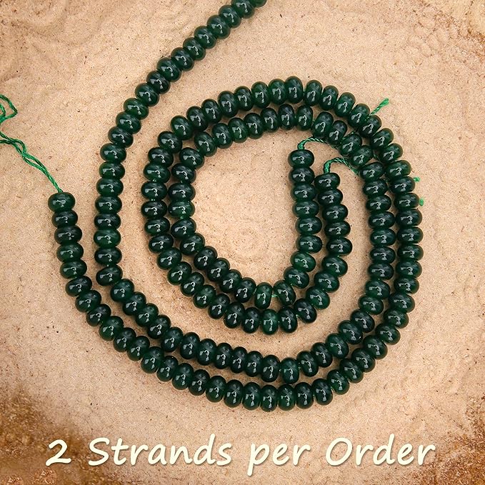 2 Strands (150PCs) Green Jade Rondelle Beads, 5 * 8mm Gemstone Loose Spacer Abacus Disk Beads for DIY Bracelet Necklace Earrings Jewelry Making, Craft Supplies Beading Kit