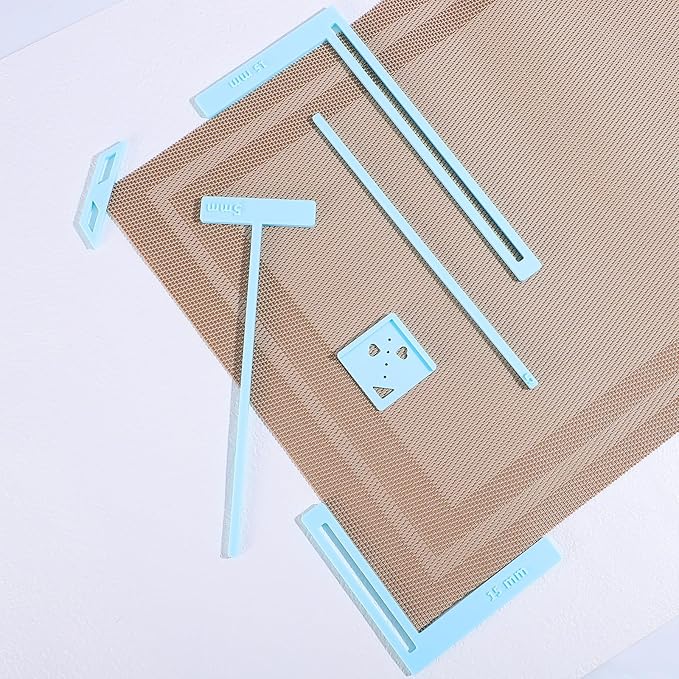 6PCS Book Binding Tool, Easy Scrapbooking Tools Kit for Starter, L Ruler + T Ruler + I Ruler + Corner Miter + Eyelet Guiding for Journal, Notebook, DIY Projects, Scrapbooking Bookbinding (Blue)