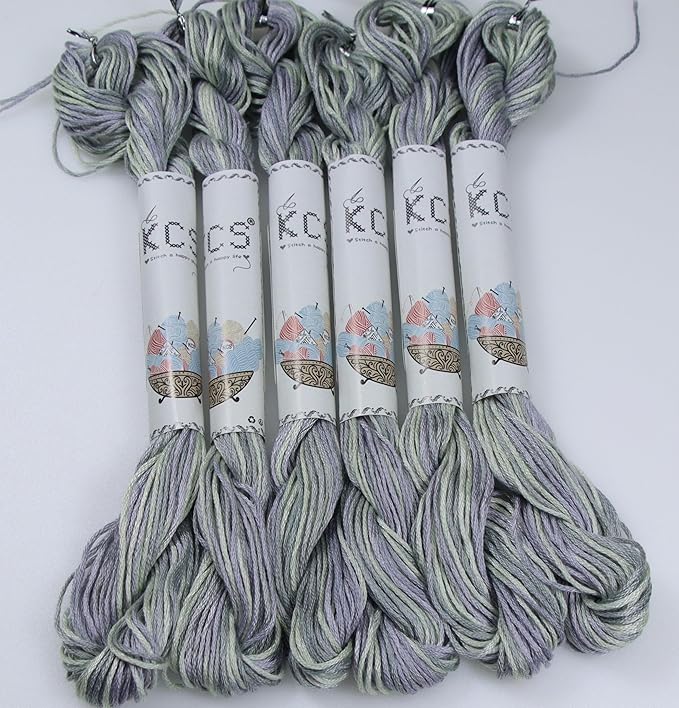 KCS Big skeins of 25 Meters Size 25 Color Variegated Cross Stitch Stranded Threads,6 skeins,4015