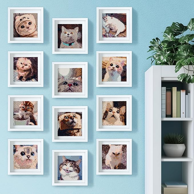 LuwoArte 12 Pack Diamond Painting Kits for Adults – Featuring Funny Meme Cats Designs – Full Drill DIY Paint Gem Art for Adults – Brilliant 5D Diamond Painting Kit – Relaxing Craft for Home Wall Décor