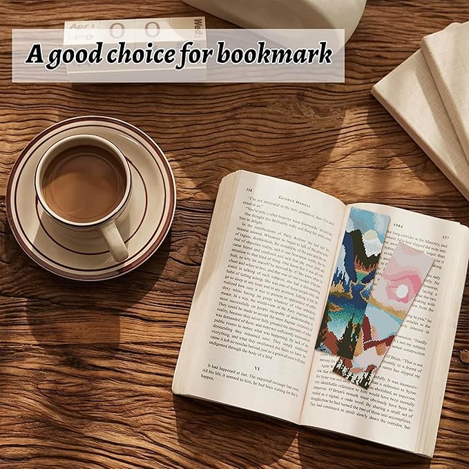 NEGEKFKX 6 Pcs Landscape Cross Stitch Bookmark Kit for Adult Beginners, Cross Stitch Kits 14 CT DIY Crossstitch Kits Adult Stamped Bookmark Embroidery Bookmarks Kit