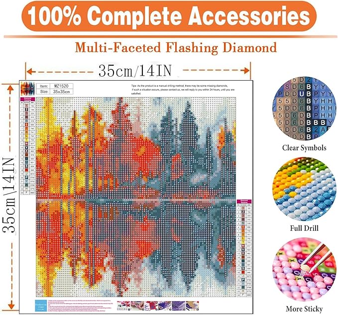 igoodom Landscape Diamond Art Kits for Adults, Landscape Diamond Painting Kit, Full Drill Round Diamond Art Kits, DIY Gem Art and Crafts for Home Wall Decor Gift 14x14inch