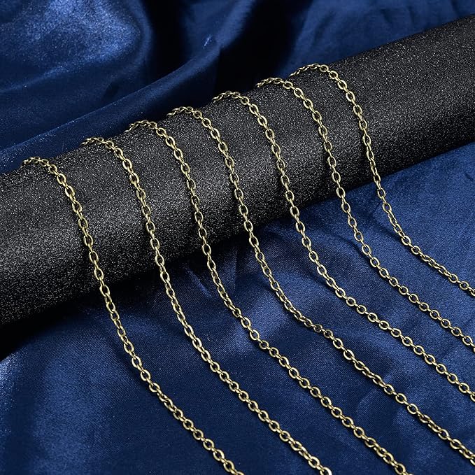 SUNNYCLUE DIY 33 Feet Antique Bronze Curb Cable Chain Link Necklace Width 4mm with 30 Brass Lobster Claw Clasps, 100 Brass Jump Rings Antique Bronze Jewelry Chain for Jewelry Bracelet Necklace Making