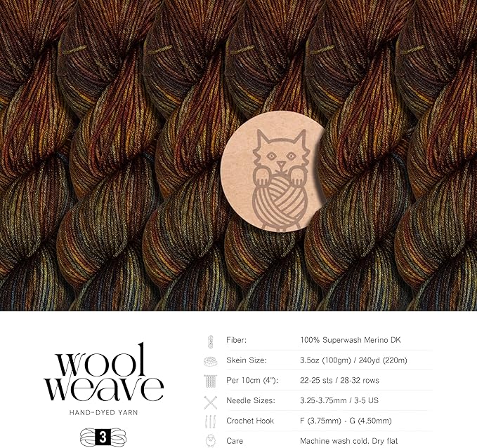Superwash Merino Wool Yarn for Knitting & Crocheting - Premium Hand Dyed Yarn, 100g, 240 Yards DK Weight - Soft & Durable Brown Variegated Yarns