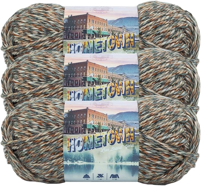 Lion Brand Yarn Hometown Yarn, Super-Bulky Yarn for Knitting, Crocheting, and Crafting, 3 Pack, Huntington Foliage
