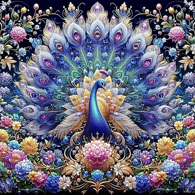 Meothan Diamond Art Kits for Adults, 5D DIY Colorful Peacock Diamond Painting Kits for Adults Beginners, Diamond Dots Kits Gem Arts Crafts for Living Room Bedroom Offices Home Wall Decor 16X16 Inch