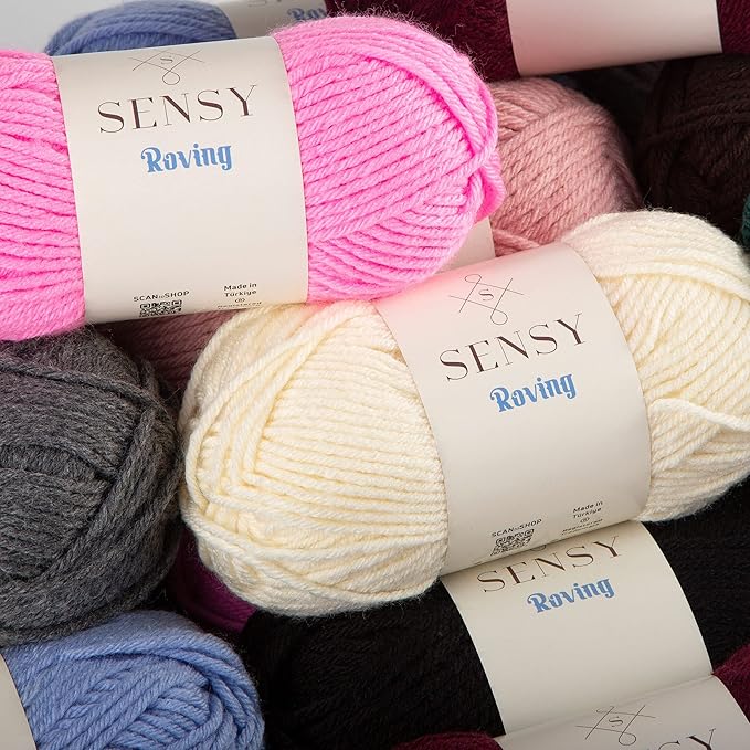 10 Skeins of Sensy Roving Yarn, 3.5 oz, 132 Yards, Gauge 5 Bulky (Quartz Pink)