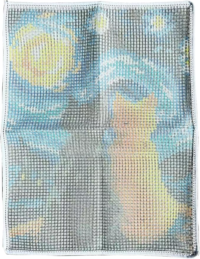 GLAECYY Latch Hook Kits Rug Crochet Yarn Kit Cushion Colour Pre-Printed Canvas Rug Needlework DIY Hook and Latch Kit (Star Cat)
