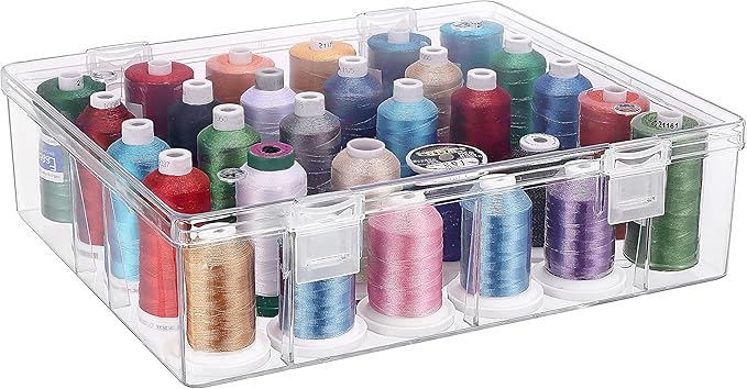 New brothread Pack of 2 Tall and Clear Storage Box/Organizer for 2x30 Home Embroidery&Cotton Thread Spools Compatible with Tall Thread Spools from Isacord/Floriani/Madeira/Glide/RA/Connecting Thread